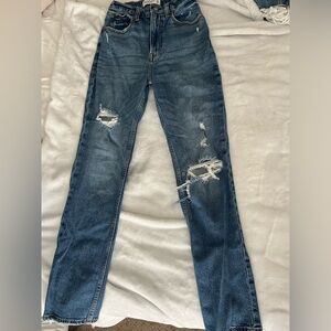 Abercrombie 90’s straight jeans with distressing